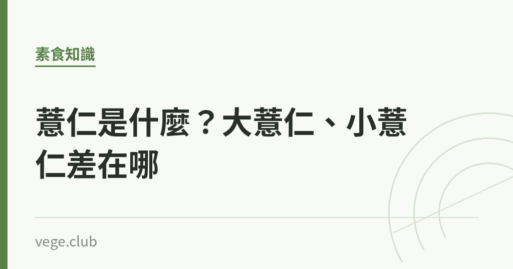 薏仁是什麼？大薏仁、小薏仁差在哪｜蔬食生活